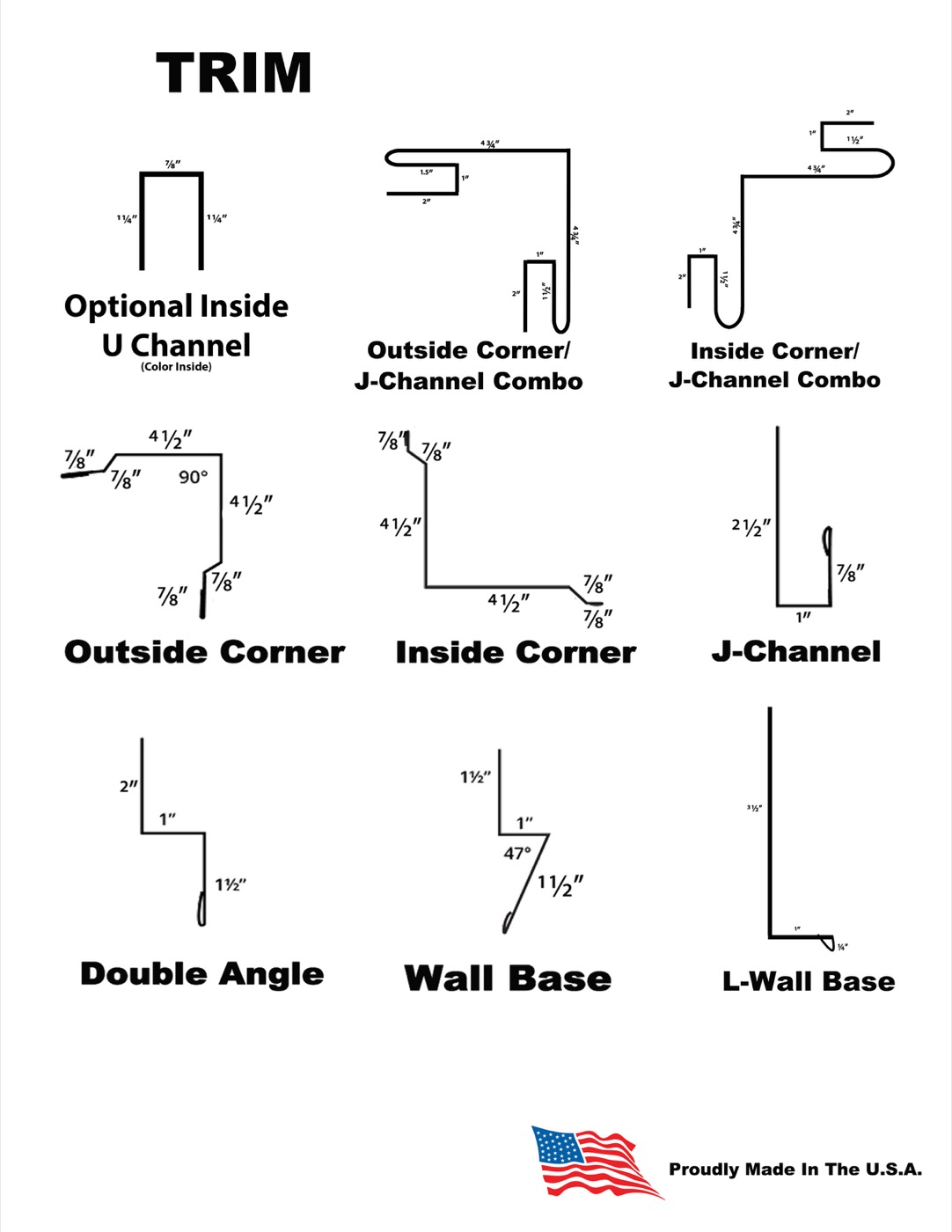 Board and batten siding trim profiles and dimensions